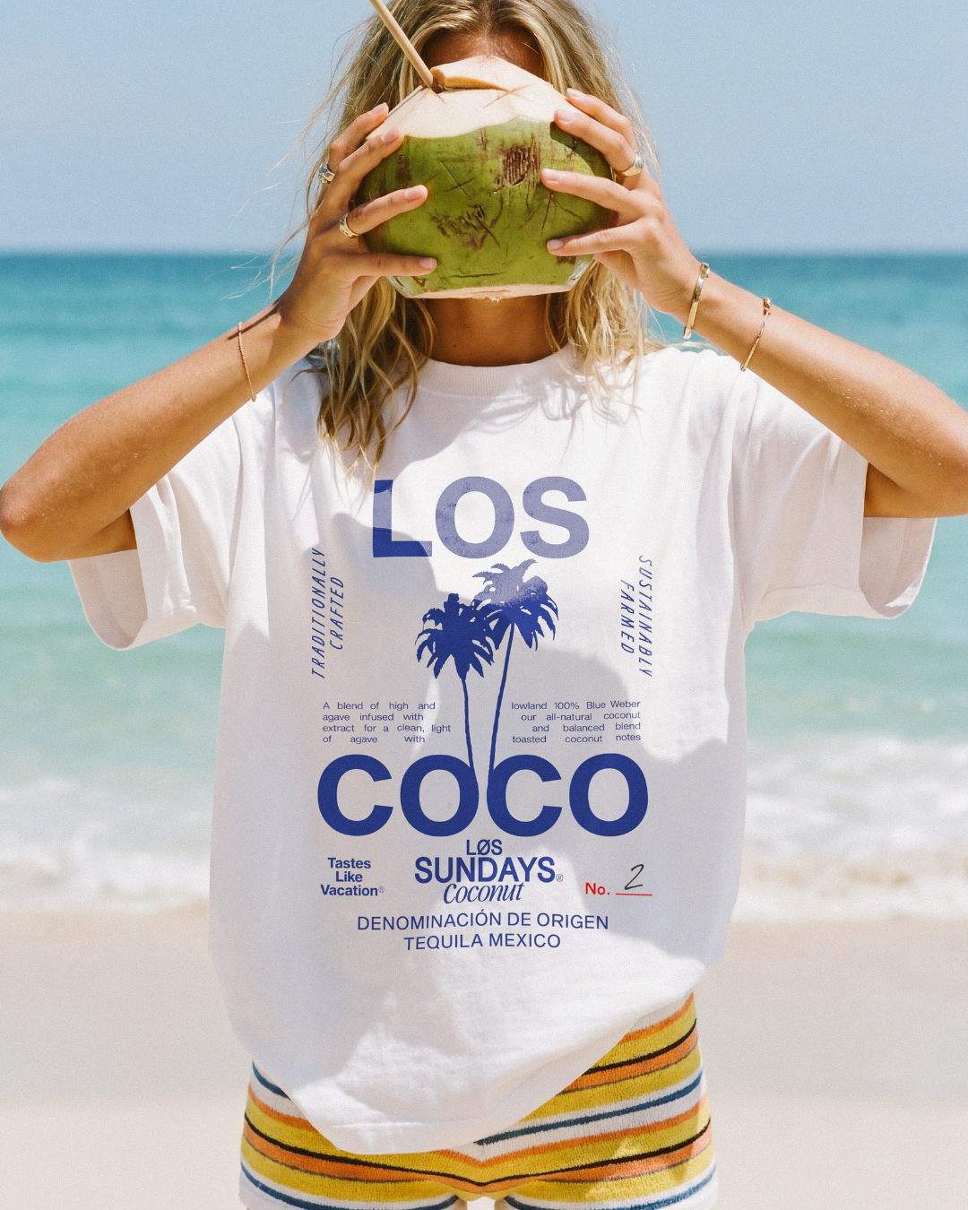 Los Coco Tee - Blanc White / Blue