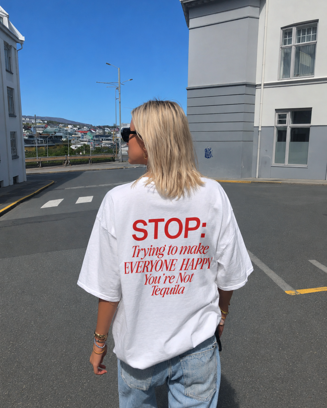 The Happy Tee - Blanc White / Red