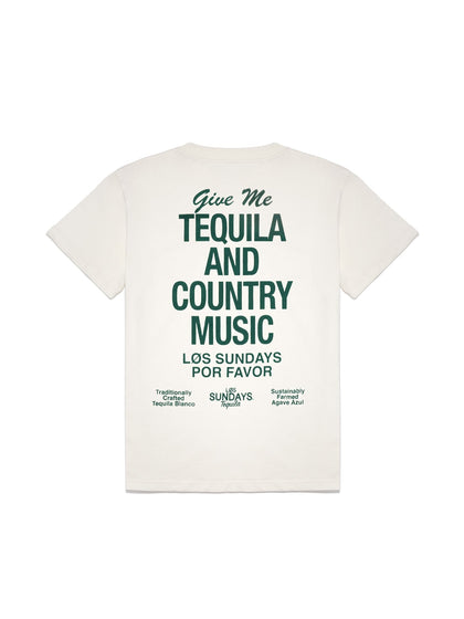 The Tequila & Country Music Tee - Blanc White/Green