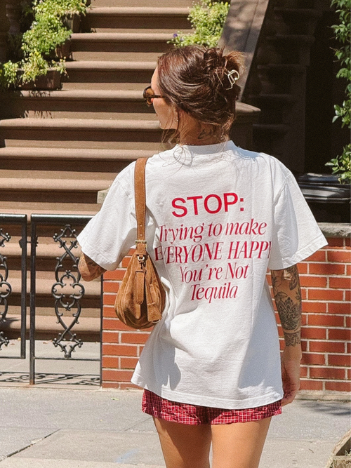 The Happy Tee - Blanc White / Red